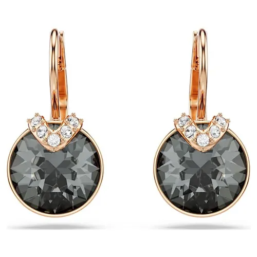 Khuyên Tai Nữ Swarovski Bella V Drop Earringsround Cut, Gray, Rose Gold-Tone Plated 5299317 Màu Đen