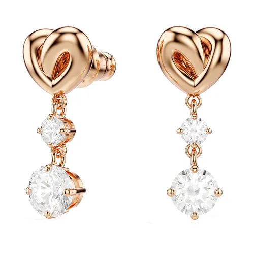 Khuyên Tai Nữ Swarovski Lifelong Heart Drop Earrings 5517942 Màu Vàng Hồng