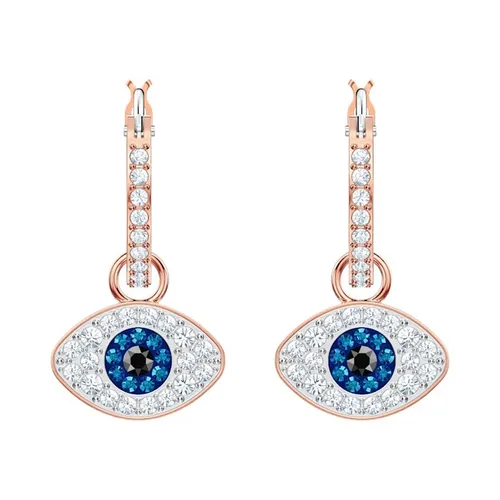 Khuyên Tai Nữ Swarovski Symbolic Hoop Earrings Evil Eye Blue Rose Gold Tone Plated 5492252 Màu Vàng Hồng