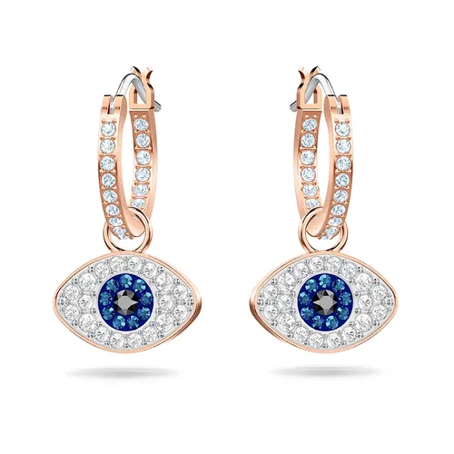 Khuyên Tai Nữ Swarovski Symbolica Hoop Earrings Evil Eye, Blue, Rose Gold Tone Plated 5425857 Màu Vàng Hồng