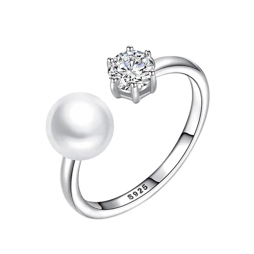 Nhẫn Nữ Jessica Pearl Crystal Pearl JR1 Màu Bạc