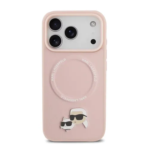Ốp Điên Thoại Karl Lagerfeld MagSafe Karl & Choupette Pins For iPhone 17 Pro Max Màu Hồng