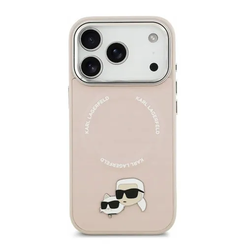 Ốp Điên Thoại Karl Lagerfeld MagSafe Karl & Choupette Pins For iPhone 17 Pro Max Màu Hồng
