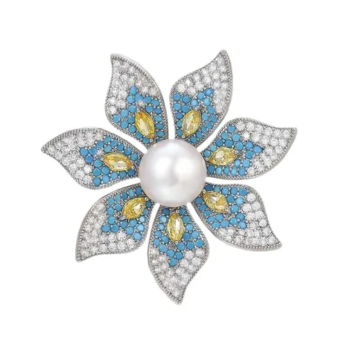 Pin Cài Áo Meri Blue Blossom BR898 Màu Xanh