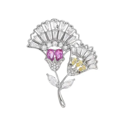 Pin Cài Áo Nữ Meri Sparkling Celosia BR899 Màu Bạc