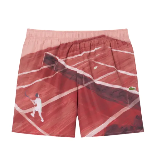 Quần Short Nam Lacoste Men's Mid Length Quick-Dry Swim Trunks MH2126 - AFS Màu Hồng Nâu Size S