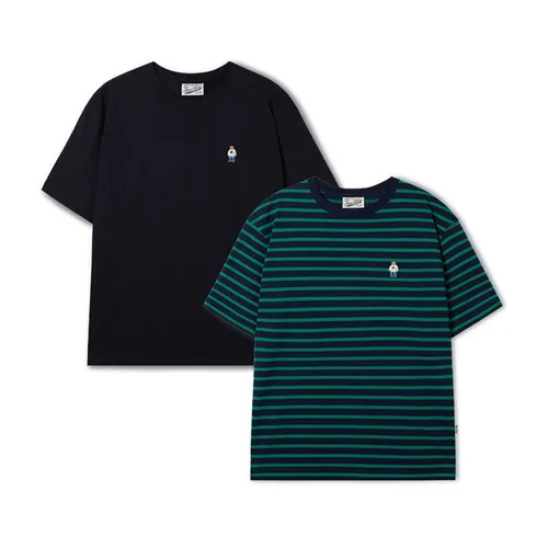 Set 2 Áo Phông WHOAU WHRSF4951U Màu Đen - Kẻ Xanh