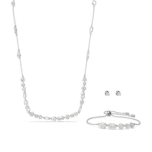 Set Dây Chuyền + Vòng Đeo Tay + Khuyên Tai Nữ Swarovski Mesmera Set, Mixed Cuts, Scattered Design, White, Rhodium Plated 5665877 Màu Trắng