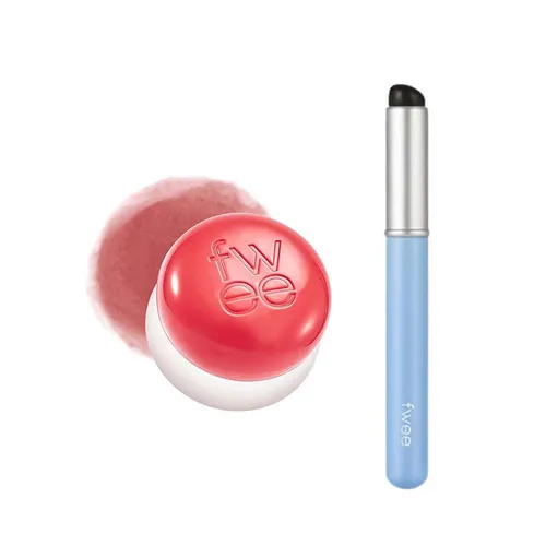Son Kem Fwee Lip & Cheek Blurry Pudding Pot + Blending Brush CR04 Seventeen Màu Đỏ San Hô