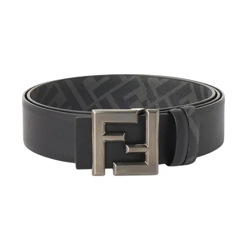 Thắt Lưng Nam Fendi FF Reversible With Thin FF Squared Buckle Leather Black 7C0541 ASIW F1DYM Màu Đen Size 85