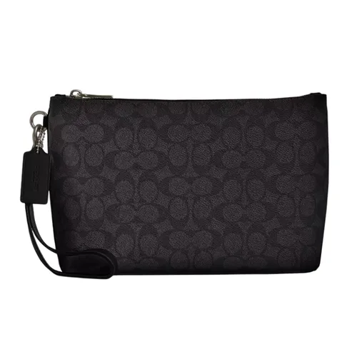 Túi Cầm Tay Coach Pouch In Signature Canvas CCF32 Màu Đen