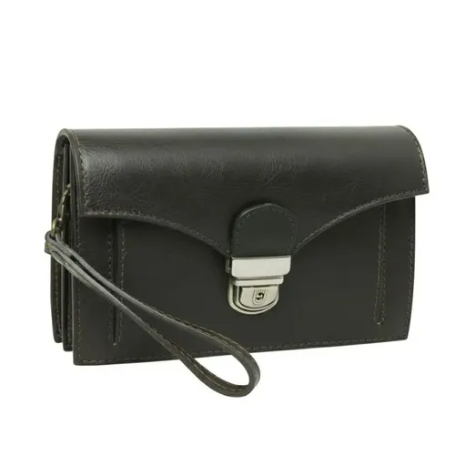 Túi Cầm Tay Old Angler Grain Leather Clutch 073989NE Màu Đen