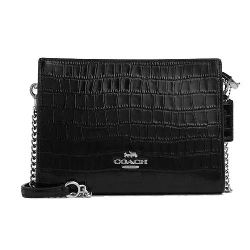 Túi Đeo Chéo Nữ Coach Slim Crossbody Bag Silver/Black CAT22 Màu Đen