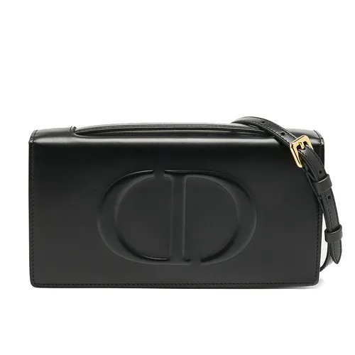 Túi Đeo Chéo Nữ Dior Black Leather CD Signature Clutch Màu Đen