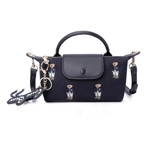 Túi Đeo Chéo Nữ Guoo Bear Royal Blue Canvas Embroidered Crossbody Bag GU1329-20150 Màu Xanh Đen Size S