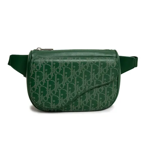Túi Đeo Hông Unisex Dior Oblique World Tour Saddle Belt Bag Calfskin Màu Xanh Lá