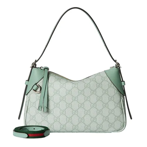 Túi Đeo Vai Nữ Gucci GG Emblem Small Shoulder Bag 815218 FAEAA 8460 Màu Xanh Green