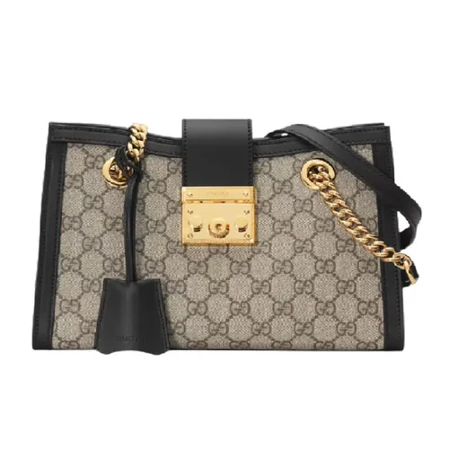Túi Đeo Vai Nữ Gucci Padlock Small GG Shoulder GG Supreme Beige And Black 498156-KHNKG-9769 Màu Be Đen