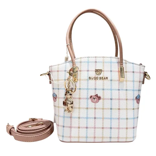 Túi Tote Nữ Guoo Bear GU1178-19280 Màu Trắng Kẻ