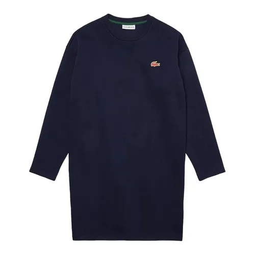 Váy Suông Nữ Lacoste Women's Sport Crew Neck Cotton Sweatshirt Dress Màu Xanh Navy Size 36