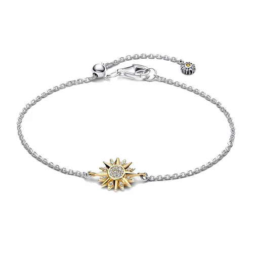 Vòng Đeo Tay Nữ Pandora Pulseira Sol de Dois Tons Màu Bạc Vàng