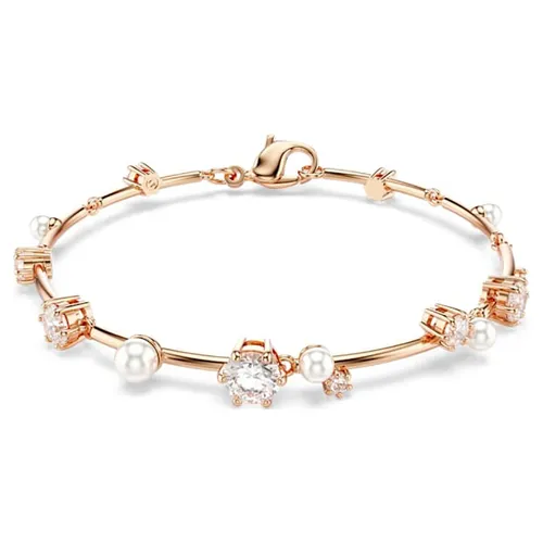 Vòng Đeo Tay Nữ Swarovski Crystal Pearl, Round Cuts, White, Rose Gold-Tone Plated 5729505 Màu Vàng Hồng