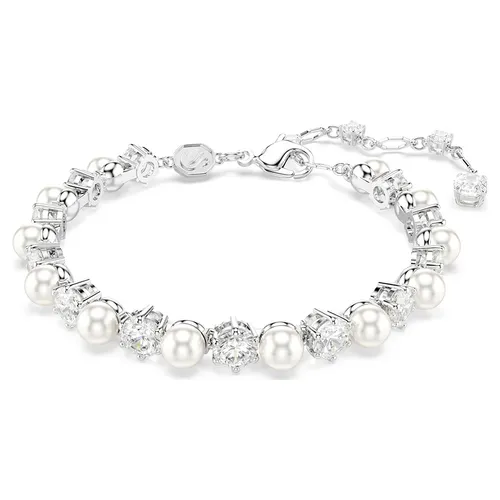 Vòng Đeo Tay Nữ Swarovski Matrix Tennis Bracelet Crystal Pearl, Round Cut, White, Rhodium Plated 5689625 Màu Bạc