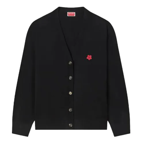 Áo Cardigan Nam Kenzo Boke Flower Embroidered In Merino Wool Black PFD65CA4183LC 99J Màu Đen Size S