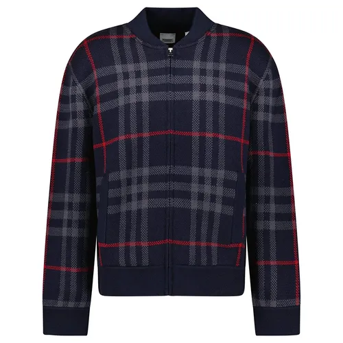 Áo Khoác Nam Burberry Morland Knitted Wool Bomber Jacket Check 8222790-1 Màu Navy Size S