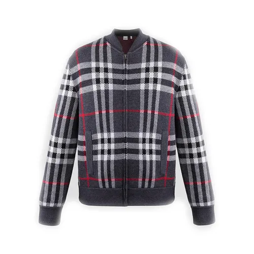 Áo Khoác Nam Burberry Morland Knitted Wool Jacket Check In Black - 8111790 Phối Màu Size S