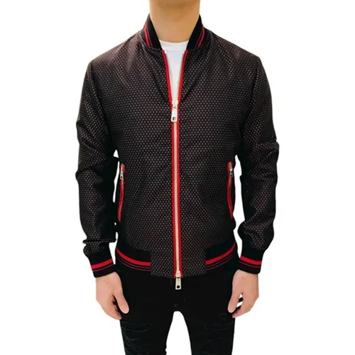 Áo Khoác Nam Dolce & Gabbana D&G Bomber G9KH6T Màu Đen - Đỏ Size 46