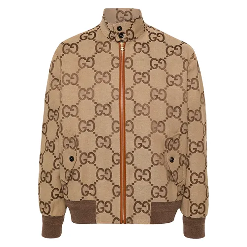 Áo Khoác Nam Gucci Jumbo GG Canvas 17439318 Màu Be Nâu Size 44