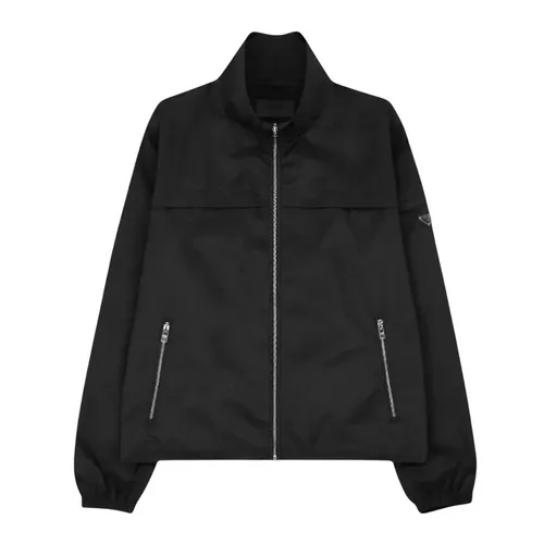 Áo Khoác Nam Prada Triangle Logo High Neck Windbreaker Jacket In Black SGN998 106O F0002 Màu Đen Size 46