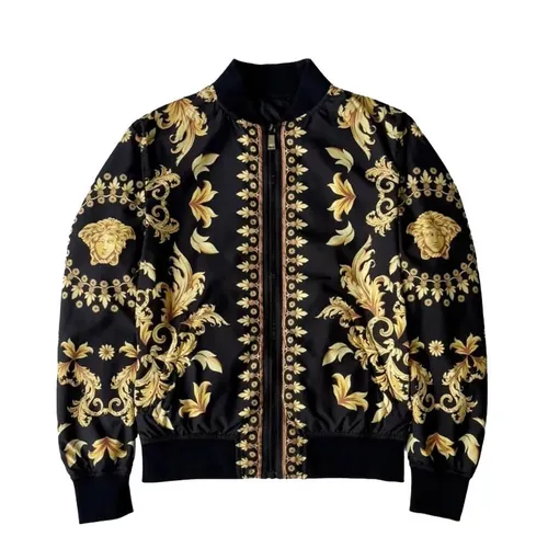 Áo Khoác Nam Versace Shiny Nylon Fabric With Baroque 1012269 1A15943 5B000 Màu Đen Họa Tiết Size 46