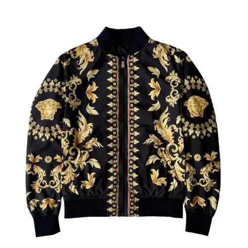 Áo Khoác Nam Versace Shiny Nylon Fabric With Baroque Printed Black/Gold - 1012269 1A15943 5B000 Màu Đen Vàng Size 44