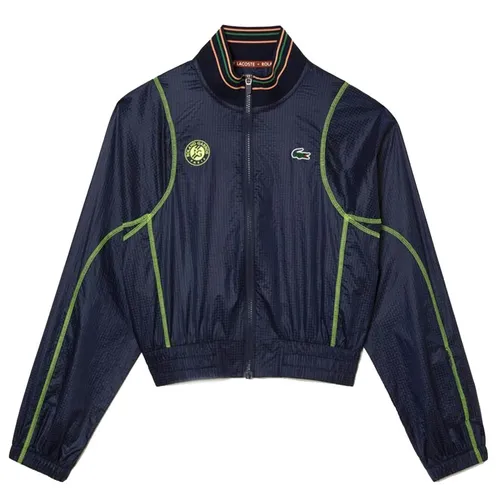 Áo Khoác Nữ Lacoste Roland Garros Edition Post-Match Cropped Jacket BF6373 00 ZWI Màu Xanh Navy Size 34
