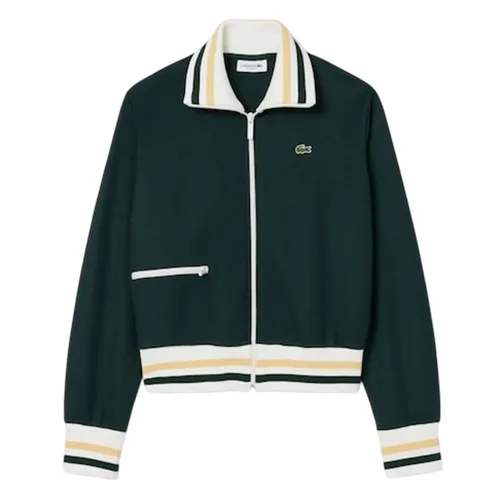 Áo Khoác Nữ Lacoste Women's Zip-Up Stripe Accent Sweatshirt Green SF5252-51-YZP Màu Xanh Lá Size 34