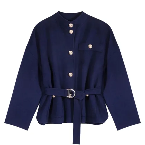 Áo Khoác Nữ Maje Gifaly Wool Belted Button Up Jacket MFPOU01215 124GIFALY Marine Màu Xanh Navy Size 40