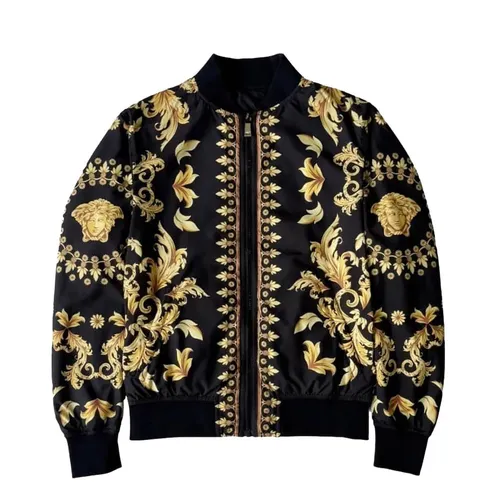 Áo Khoác Nam Versace Shiny Nylon Fabric With Baroque Printed Black/Gold 1012269 1A15943 5B000 Màu Đen - Vàng Size 44