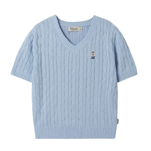 Áo Len Cộc Tay Nữ WHOAU Steve WHKAE2402F-BL Màu Xanh Blue