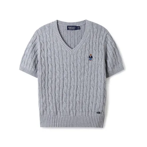 Áo Len Cộc Tay Nữ WHOAU Steve WHKAE2402F-GR Màu Xám