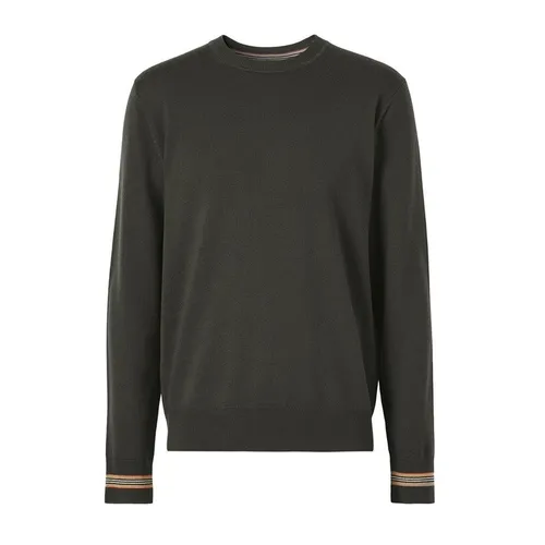 Áo Len Nam Burberry Icon Stripe Trim Wool Sweater Harvey Nichols 8044333reu Màu Xanh Green Size XS
