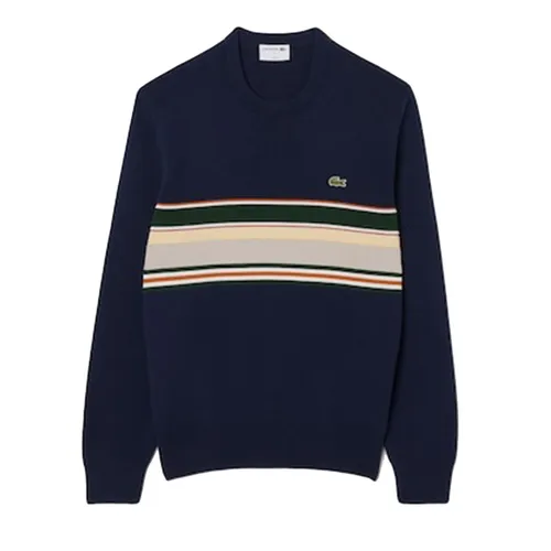 Áo Len Nam Lacoste French Made Striped Sweater AH5944 - 9IL Màu Xanh Navy Size 3
