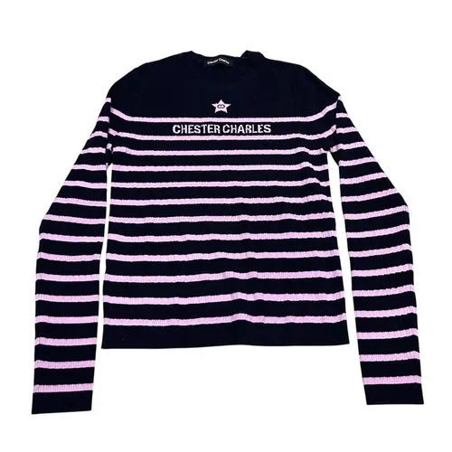 Áo Len Nữ Chester Charles Long-sleeve Stripes With Logo CW604KW0755AC Màu Đen/Hồng Size S