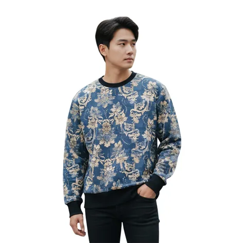 Áo Nỉ Sweater Nam Versace Họa Tiết 74GCI3R0 FS043 259 Màu Xanh Size XS