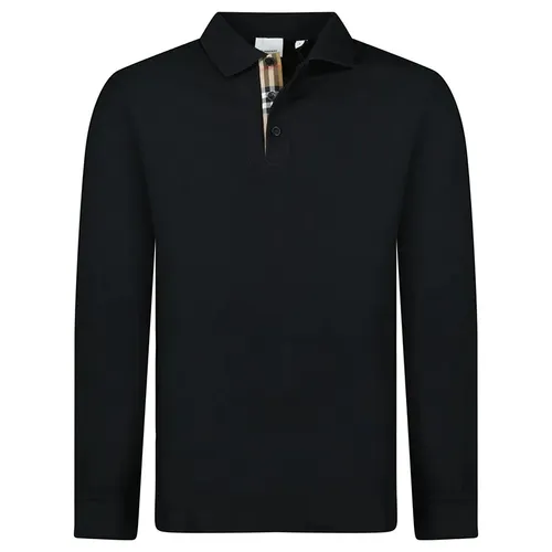 Áo Polo Dài Tay Nam Burberry Hartford Long Sleeve Check Polo Black 80844041002 Màu Đen Size S