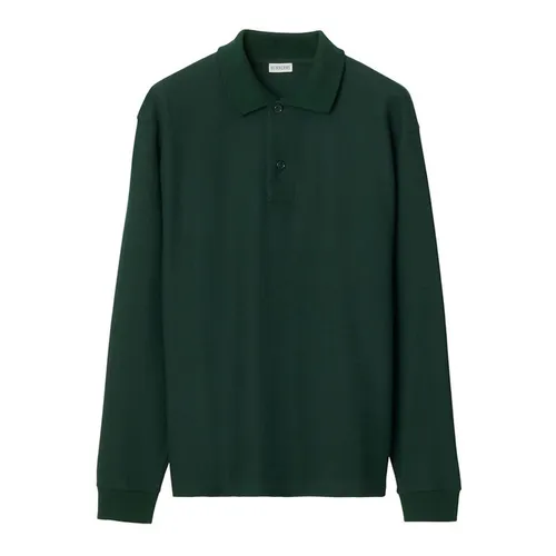 Áo Polo Dài Tay Nam Burberry Long-Sleeve Cotton Polo Shirt Màu Xanh Lá Size XS