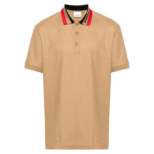 Áo Polo Nam Burberry Contrasting Collar Cotton Shirt Màu Nâu Camel Size S