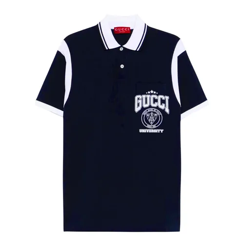 Áo Polo Nam Gucci Cotton Piquet 811426 XJG2A 4027 Màu Xanh Navy Size S