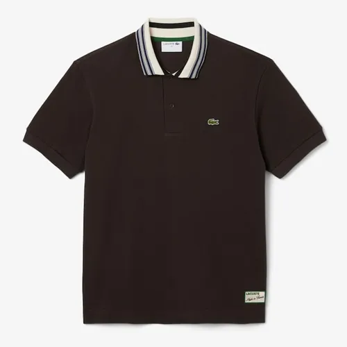 Áo Polo Nam Lacoste French Made Classic Fit Stripe Collar PH5421 SKB Màu Nâu Đậm Size 4